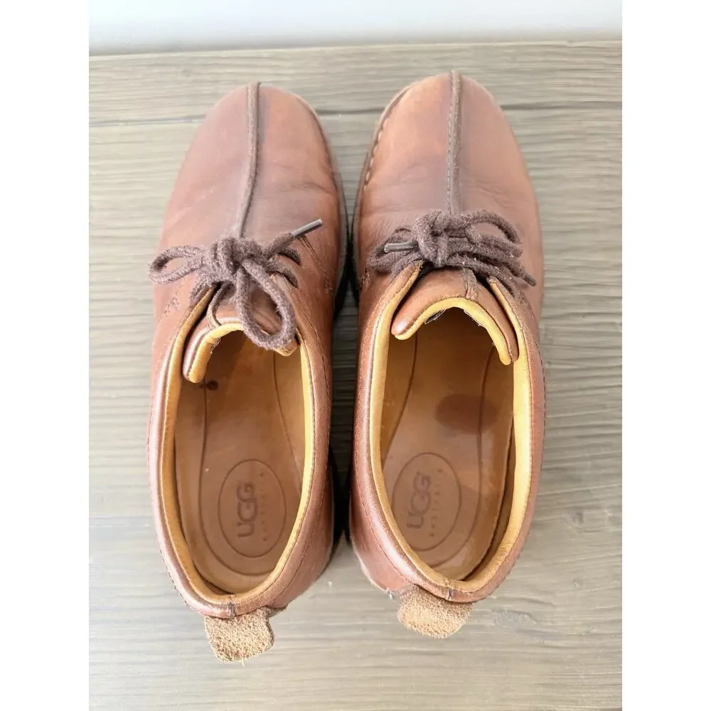UGG Brown Leather Shoes Lace up Oxford Chunky Vintage Y2K Men’s Sz 7.5